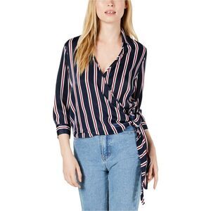 Project 28 Womens Striped Wrap Blouse, NWT